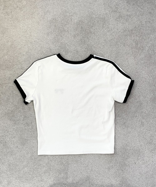 lilful(リルフル)の「サイドライン リボン刺繍 スポーティー リンガー半袖ピチTシャツ(Tシャツ/カットソー・レディース・ホワイト・L/M)」の18枚目の写真