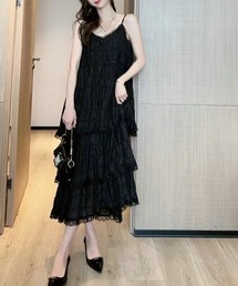 ティアードキャミワンピース レースワンピ