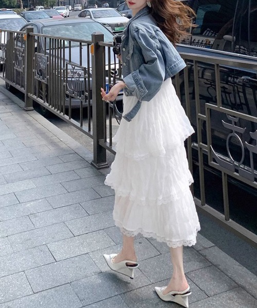 Miniministore（ミニミニストア）の「ティアードキャミワンピース レースワンピ（ワンピース・レディース・ブラック/ラベンダー/ホワイト・FREE）」の4枚目の写真