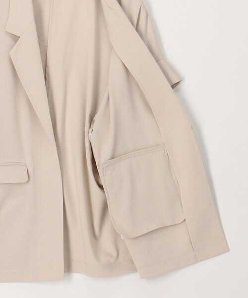 MICO COULIER（ミコクリエ）の「ナイロンストレッチジャケット（テーラードジャケット・レディース・ブラック/ベージュ/チャコールグレー・38）」の14枚目の写真