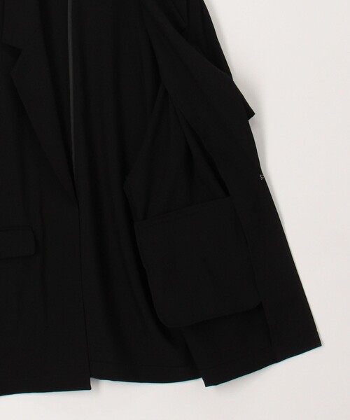 MICO COULIER（ミコクリエ）の「ナイロンストレッチジャケット（テーラードジャケット・レディース・ブラック/ベージュ/チャコールグレー・38）」の9枚目の写真