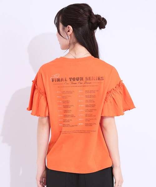 Cutie Blonde（キューティーブロンド）の「【洗える/S-LL】プリントアソート お袖フリルTシャツ（Tシャツ/カットソー・レディース・チャコールグレー/ホワイト系1/ブラック系3/オレンジ系その他4・01/02/03/04）」の14枚目の写真