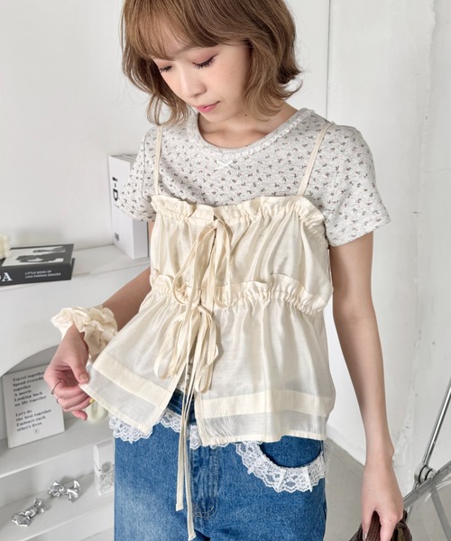 セール】ギャザーリボンキャミソールビスチェ（キャミソール）｜SOLLON