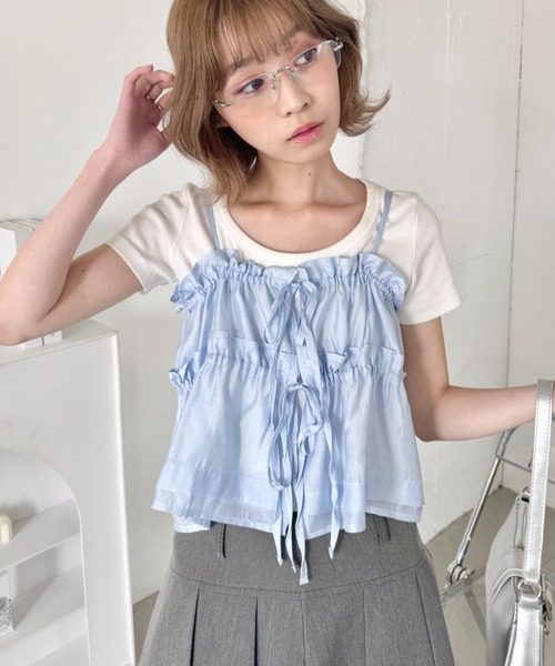 セール】ギャザーリボンキャミソールビスチェ（キャミソール）｜SOLLON