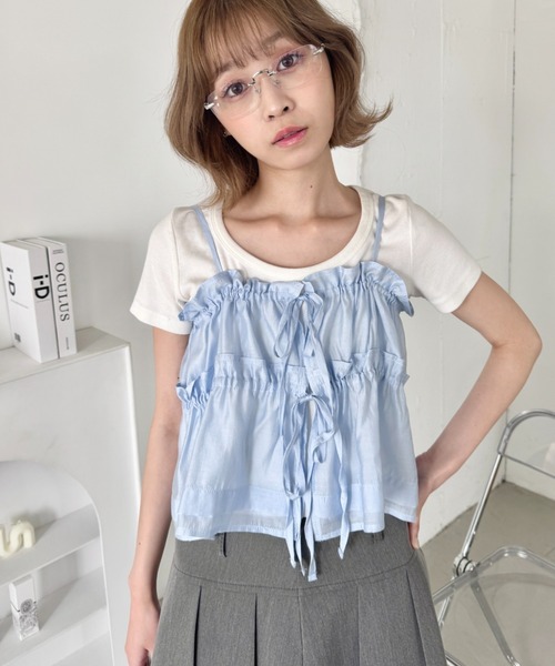 セール】ギャザーリボンキャミソールビスチェ（キャミソール）｜SOLLON