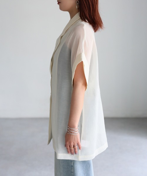 Riberry（リベリー）の「シアー半袖シャツジャケット（シャツ/ブラウス・レディース・アイボリー/ブラック/ブラウン/グレー・FREE）」の16枚目の写真