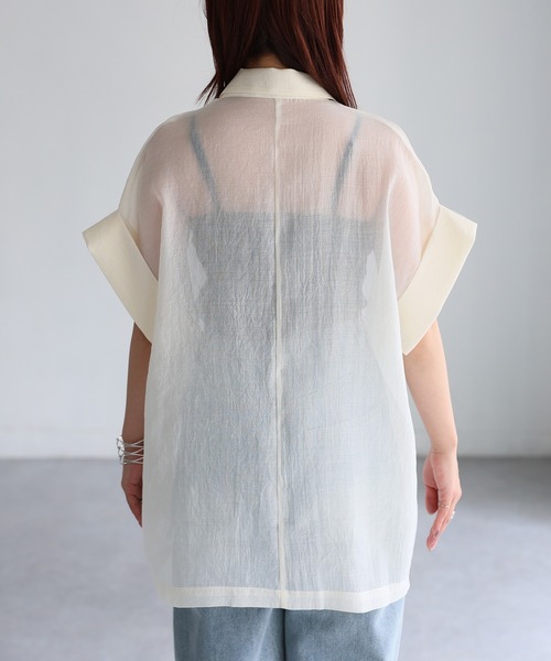 Riberry（リベリー）の「シアー半袖シャツジャケット（シャツ/ブラウス・レディース・アイボリー/ブラック/ブラウン/グレー・FREE）」の17枚目の写真