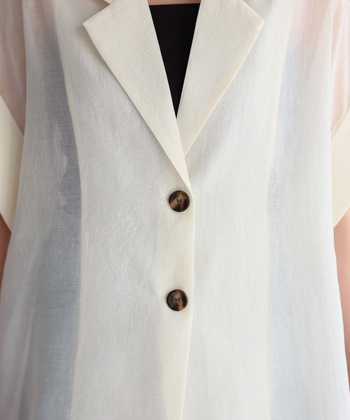 Riberry（リベリー）の「シアー半袖シャツジャケット（シャツ/ブラウス・レディース・アイボリー/ブラック/ブラウン/グレー・FREE）」の18枚目の写真