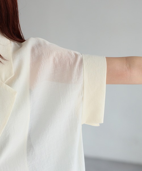 Riberry（リベリー）の「シアー半袖シャツジャケット（シャツ/ブラウス・レディース・アイボリー/ブラック/ブラウン/グレー・FREE）」の19枚目の写真