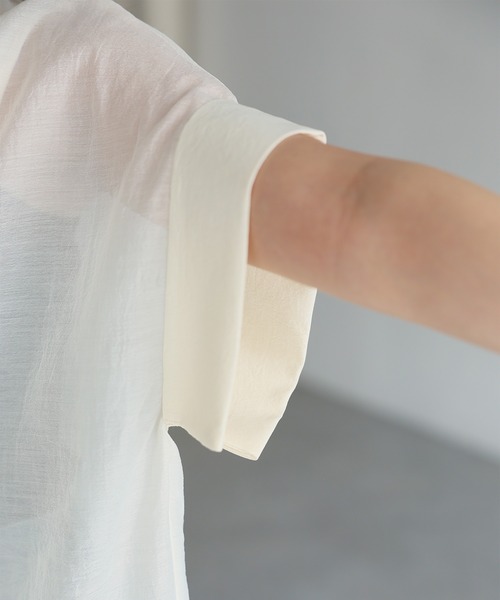 Riberry（リベリー）の「シアー半袖シャツジャケット（シャツ/ブラウス・レディース・アイボリー/ブラック/ブラウン/グレー・FREE）」の20枚目の写真