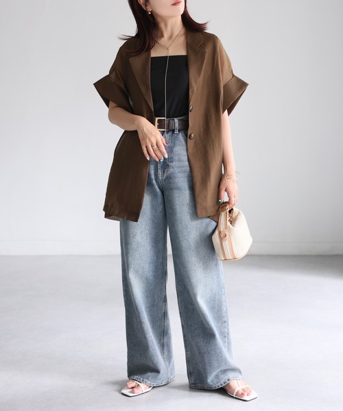 Riberry（リベリー）の「シアー半袖シャツジャケット（シャツ/ブラウス・レディース・アイボリー/ブラック/ブラウン/グレー・FREE）」の10枚目の写真