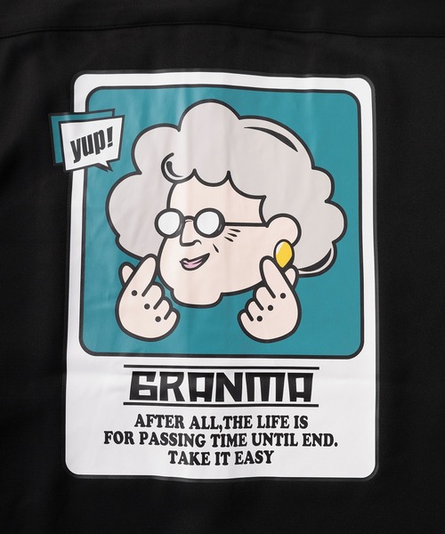 SlashDate(スラッシュデイト)の「【70】GRANMA/グランマ ナチュラルストレッチ バックプリント半袖シャツ 接触冷感 オーバーサイズ(シャツ/ブラウス・メンズ・ホワイト/ブラック・L/M)」の10枚目の写真
