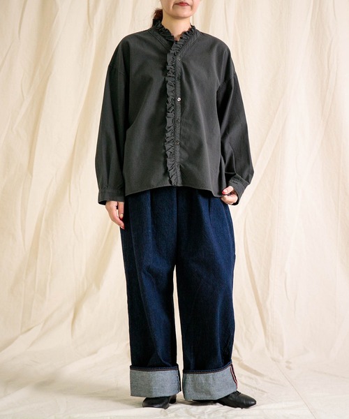 Brocante（ブロカント）の「[Brocante / ブロカント] スーパーゼロキャンバス ヴロンカルディガンシャツ（シャツ/ブラウス・レディース・ブラック/ホワイト・2）」の6枚目の写真