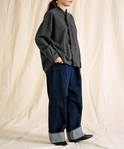 Brocante（ブロカント）の「[Brocante / ブロカント] スーパーゼロキャンバス ヴロンカルディガンシャツ（シャツ/ブラウス・レディース・ブラック/ホワイト・2）」の7枚目の写真