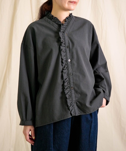 Brocante（ブロカント）の「[Brocante / ブロカント] スーパーゼロキャンバス ヴロンカルディガンシャツ（シャツ/ブラウス・レディース・ブラック/ホワイト・2）」の4枚目の写真