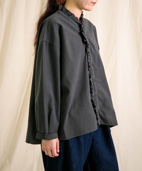 Brocante（ブロカント）の「[Brocante / ブロカント] スーパーゼロキャンバス ヴロンカルディガンシャツ（シャツ/ブラウス・レディース・ブラック/ホワイト・2）」の5枚目の写真