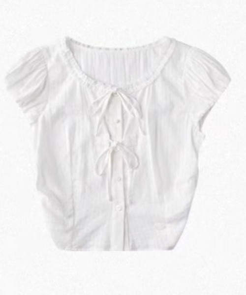 Achic(アシック)の「リボンフロントギャザーブラウス(シャツ/ブラウス・レディース・ホワイト/ピンク/ブルー・M)」の10枚目の写真