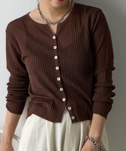 COLONY 2139(コロニートゥーワンスリーナイン)の「サマーシアーリブカーディガン(カーディガン/ボレロ・レディース・ブルー/グレー/ピンク/ブラック/ブラウン・FREE)」の3枚目の写真