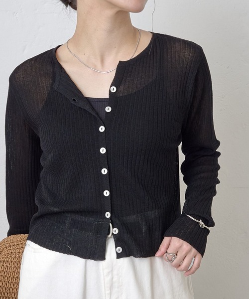 COLONY 2139(コロニートゥーワンスリーナイン)の「サマーシアーリブカーディガン(カーディガン/ボレロ・レディース・ブルー/グレー/ピンク/ブラック/ブラウン・FREE)」の1枚目の写真