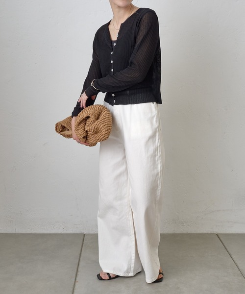 COLONY 2139(コロニートゥーワンスリーナイン)の「サマーシアーリブカーディガン(カーディガン/ボレロ・レディース・ブルー/グレー/ピンク/ブラック/ブラウン・FREE)」の21枚目の写真