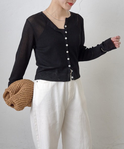 COLONY 2139(コロニートゥーワンスリーナイン)の「サマーシアーリブカーディガン(カーディガン/ボレロ・レディース・ブルー/グレー/ピンク/ブラック/ブラウン・FREE)」の15枚目の写真