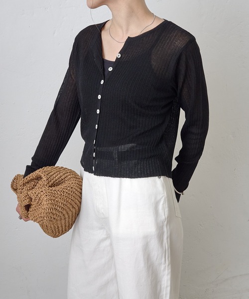 COLONY 2139(コロニートゥーワンスリーナイン)の「サマーシアーリブカーディガン(カーディガン/ボレロ・レディース・ブルー/グレー/ピンク/ブラック/ブラウン・FREE)」の17枚目の写真