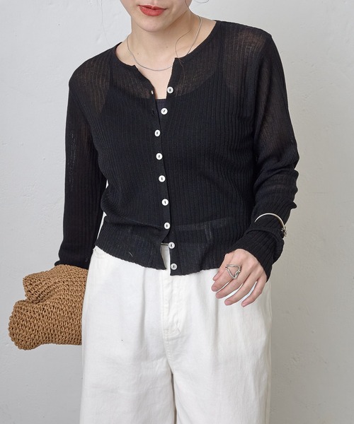 COLONY 2139(コロニートゥーワンスリーナイン)の「サマーシアーリブカーディガン(カーディガン/ボレロ・レディース・ブルー/グレー/ピンク/ブラック/ブラウン・FREE)」の14枚目の写真