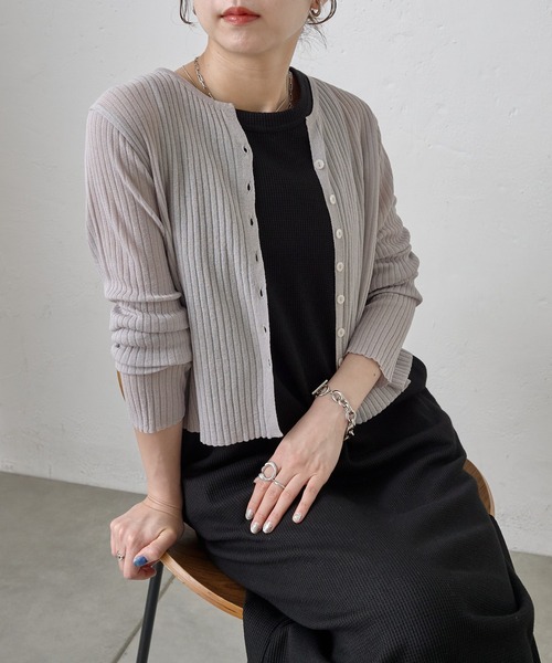 COLONY 2139(コロニートゥーワンスリーナイン)の「サマーシアーリブカーディガン(カーディガン/ボレロ・レディース・ブルー/グレー/ピンク/ブラック/ブラウン・FREE)」の22枚目の写真