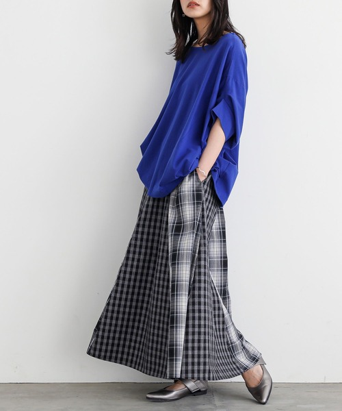 n'OrLABEL（ノアールレーベル）の「『チェック切替フレアスカート』（スカート・レディース・グリーン/ブラック・FREE）」の12枚目の写真