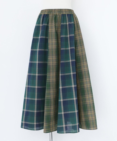 n'OrLABEL（ノアールレーベル）の「『チェック切替フレアスカート』（スカート・レディース・グリーン/ブラック・FREE）」の19枚目の写真