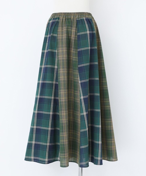 n'OrLABEL（ノアールレーベル）の「『チェック切替フレアスカート』（スカート・レディース・グリーン/ブラック・FREE）」の21枚目の写真