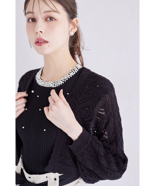 トッコクローゼット tocco closet カギ編みスカラップニットボレロ カギ編みスカラップニットボレロ