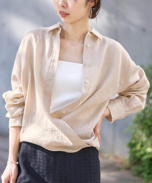 IENA イエナ　ウォッシャブル リネン2WAY シャツ　サックスブルー　新品 イエナ IENA リネン2WAY シャツ （サックスブルー