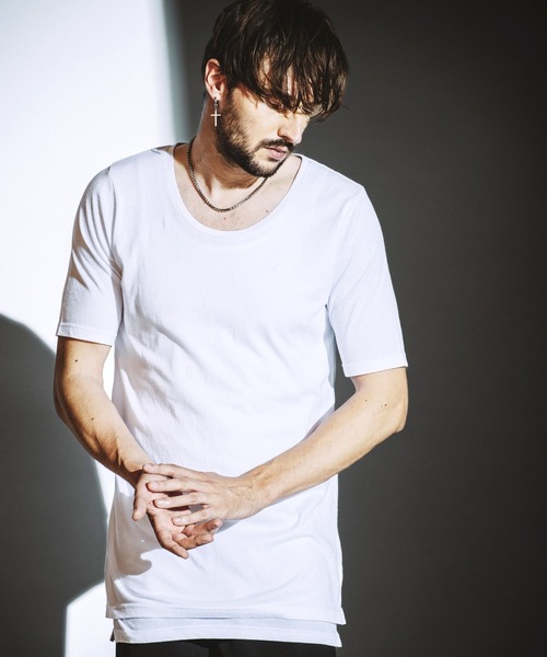 NO ID.（ノーアイディ）の「【NO ID.】Side Slit Long Pullover / サイド スリット ロング プルオーバー（Tシャツ/カットソー・メンズ・ホワイト/グレー/ブラック系・1/2）」の7枚目の写真