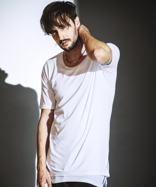 NO ID.（ノーアイディ）の「【NO ID.】Side Slit Long Pullover / サイド スリット ロング プルオーバー（Tシャツ/カットソー・メンズ・ホワイト/グレー/ブラック系・1/2）」の4枚目の写真