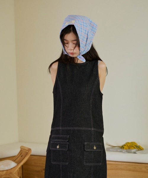 common gull products.(コモンガルプロダクツ)の「日曜日のバンダナ(ポケットチーフ・レディース・アイボリー/サックスブルー系/イエロー系・フリー)」の3枚目の写真