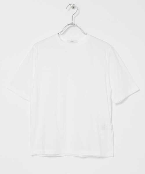 ATON(エイトン)の「ATON 50/-OG FRESCA STANDARD T-SHIRTS(Tシャツ/カットソー・レディース・ネイビー/ホワイト/ブラック・1)」の1枚目の写真