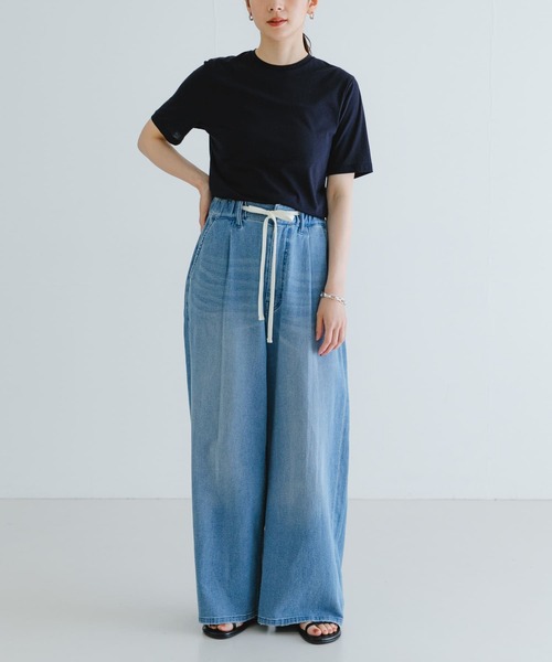 ATON(エイトン)の「ATON 50/-OG FRESCA STANDARD T-SHIRTS(Tシャツ/カットソー・レディース・ネイビー/ホワイト/ブラック・1)」の19枚目の写真