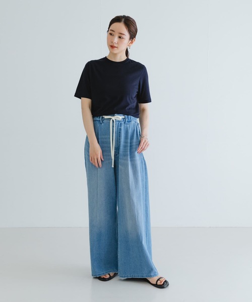 ATON(エイトン)の「ATON 50/-OG FRESCA STANDARD T-SHIRTS(Tシャツ/カットソー・レディース・ネイビー/ホワイト/ブラック・1)」の12枚目の写真