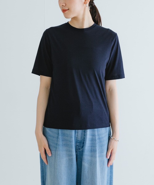 ATON(エイトン)の「ATON 50/-OG FRESCA STANDARD T-SHIRTS(Tシャツ/カットソー・レディース・ネイビー/ホワイト/ブラック・1)」の13枚目の写真