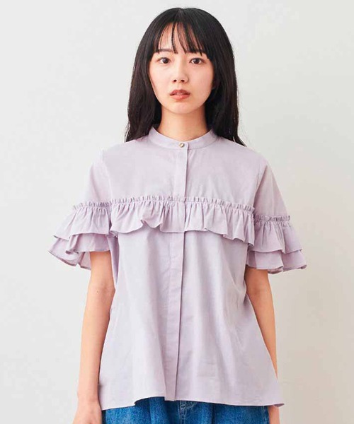 for formo/半袖ブラウス/ブラウス/コットン/キャメル/723118// リブ イン コンフォート ふわりコットンローン素材の大人フリル