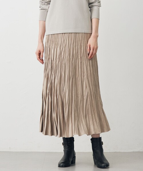 セール】ライトマイクロスエード プリーツ スカート（スカート）｜J