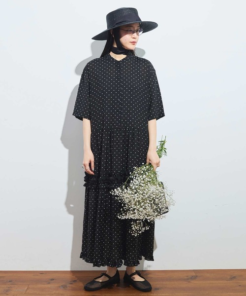 fig Ｌondon（フィグロンドン）の「CottonCupra lawn dress（ワンピース・レディース・ドット/ブラック・FREE）」の14枚目の写真