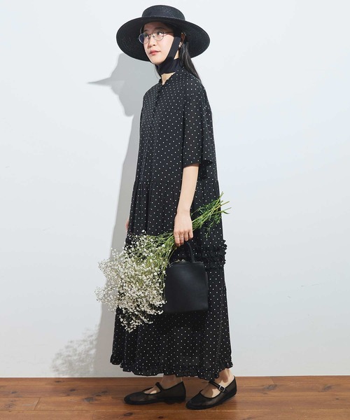 fig Ｌondon（フィグロンドン）の「CottonCupra lawn dress（ワンピース・レディース・ドット/ブラック・FREE）」の16枚目の写真