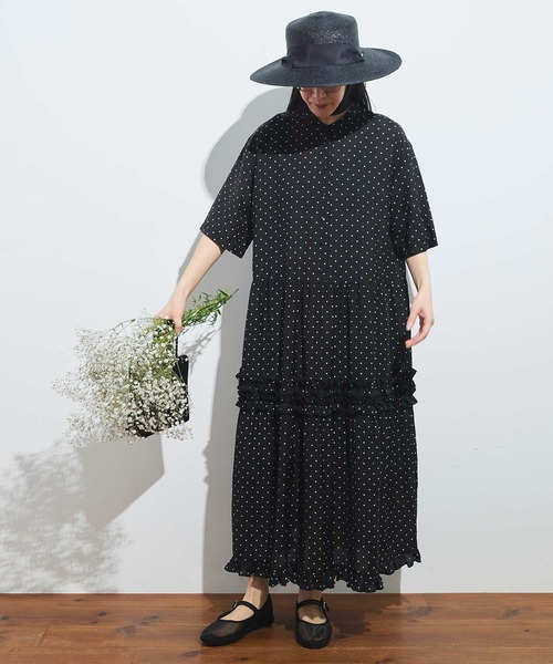 fig Ｌondon（フィグロンドン）の「CottonCupra lawn dress（ワンピース・レディース・ドット/ブラック・FREE）」の17枚目の写真