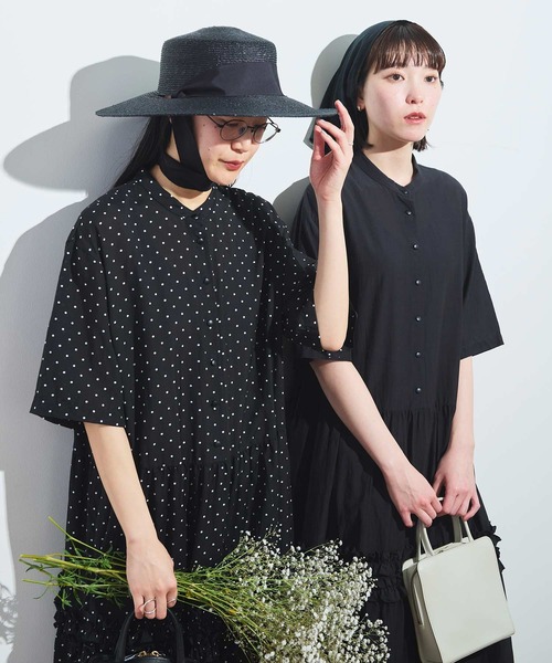 fig Ｌondon（フィグロンドン）の「CottonCupra lawn dress（ワンピース・レディース・ドット/ブラック・FREE）」の9枚目の写真