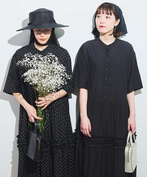fig Ｌondon（フィグロンドン）の「CottonCupra lawn dress（ワンピース・レディース・ドット/ブラック・FREE）」の4枚目の写真