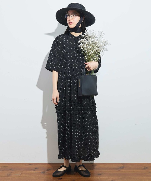 fig Ｌondon（フィグロンドン）の「CottonCupra lawn dress（ワンピース・レディース・ドット/ブラック・FREE）」の12枚目の写真