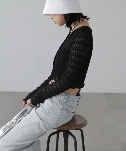 tシャツ 「追加生産」シアーチュールカーディガン レディース ◇【追加生産】シアーチュールカーディガン（Tシャツ/カットソー