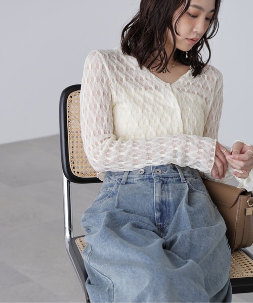 tシャツ 「追加生産」シアーチュールカーディガン レディース ◇【追加生産】シアーチュールカーディガン（Tシャツ/カットソー